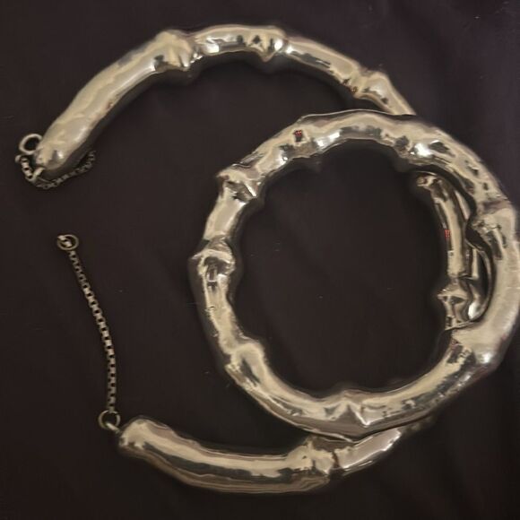 VINTAGE STERLING SILVER PLATED BAMBOO COLAR NECKLACE 80’s  61.8g - Picture 2 of 9